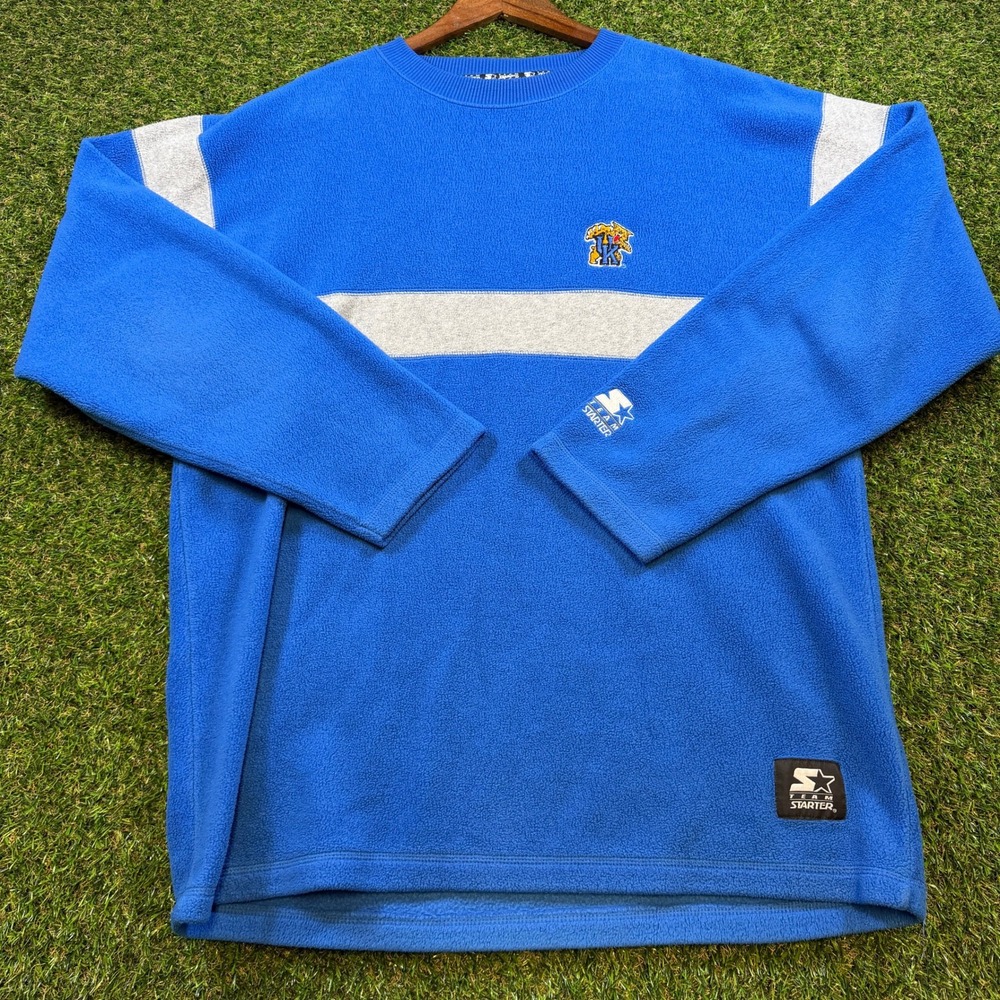 Vintage Starter Kentucky Wildcats Fleece Crewneck Sweatshirt Blue XL NCAA UK